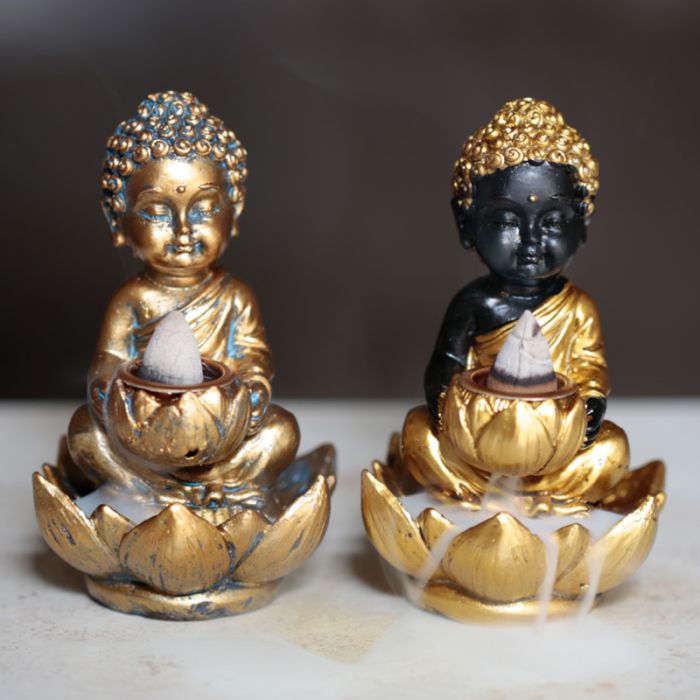 Stojánek na vonný jehlan pro kouřový vodopád - Malý Buddha a Lotus