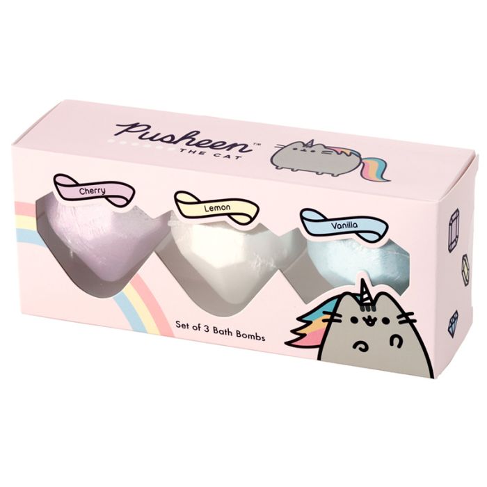 Set 3 koupelových koulí Kočka Pusheen - Ovocné vůně