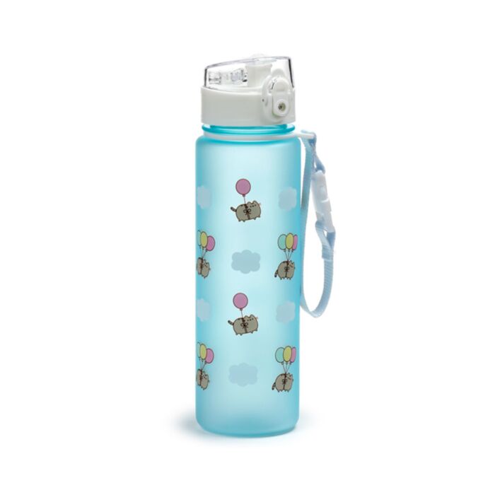 Nerozbitná plastová láhev s víčkem 600ml - Kočka Pusheen - balónky