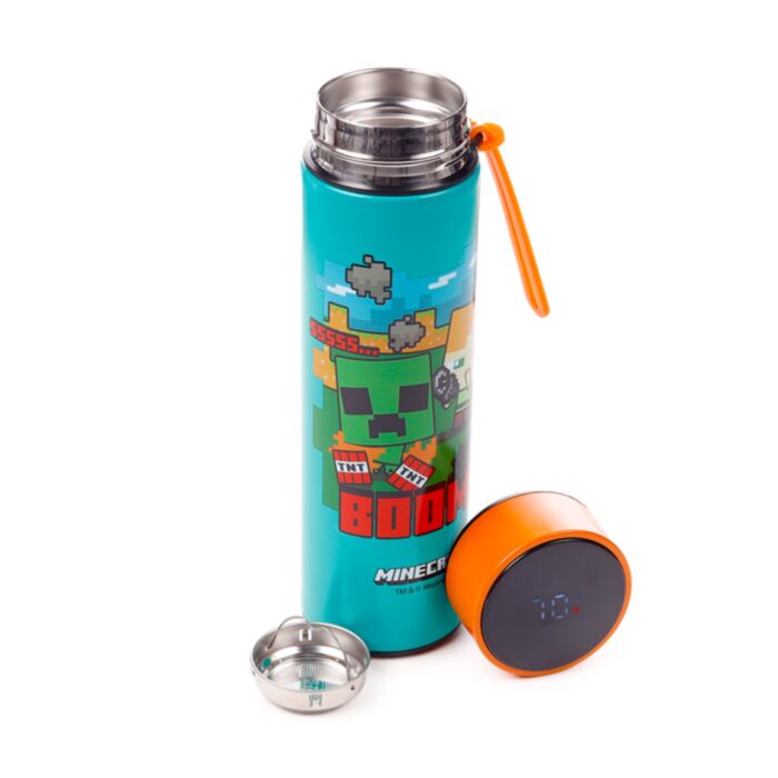 Nerezová termoláhev  s digitálním teploměrem 450ml - Minecraft BOOM 