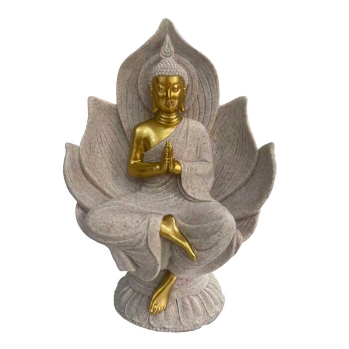 Dekorace - soška - Thai Buddha - sedící - efekt pískovce a zlata