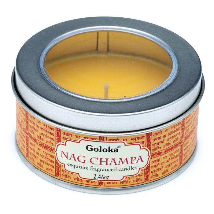 Svíčka v plechové krabičce Goloka Nag Champa