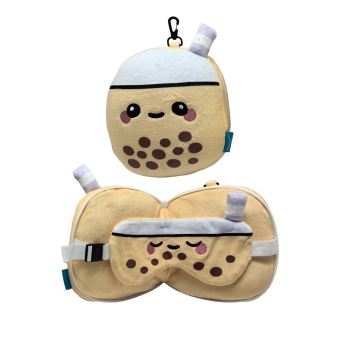 Cestovní polštář a maska na oči Relaxeazzz - Foodiemals - Bubble Tea