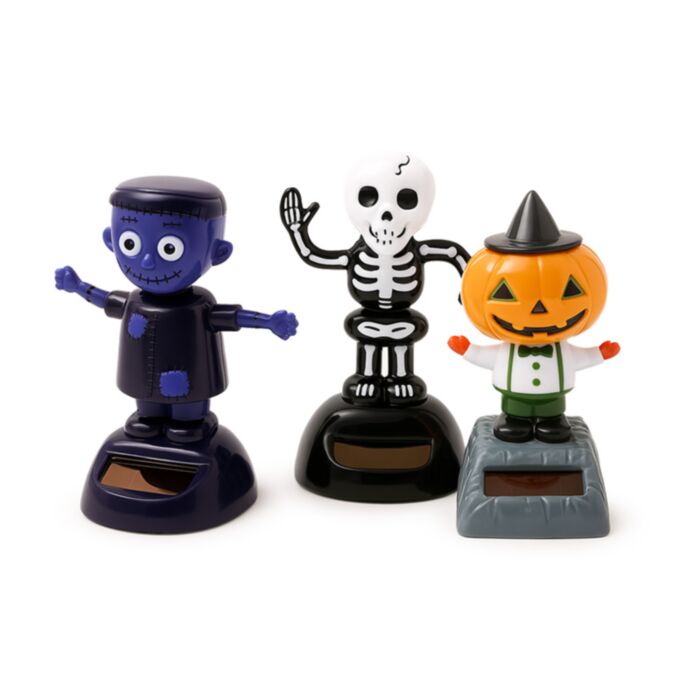 Figurka - solární - Spooky Frankenstein, kostlivec a dýně