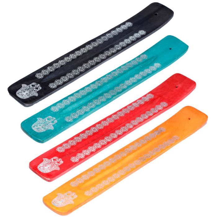 Stojan na vonné tyčinky Mangové dřevo Hamsa podlouhlý