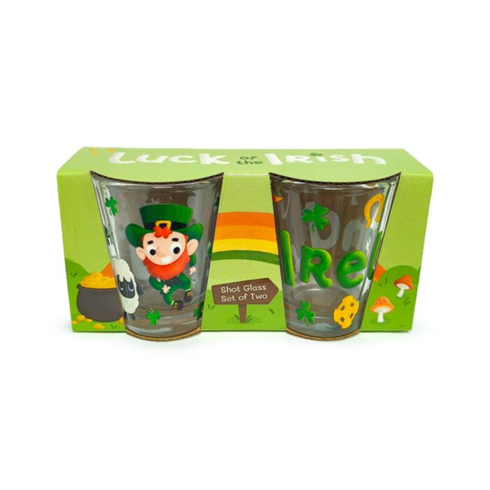 Panák - 50 ml - sada 2 ks - Luck of the Irish - Skřítek Leprechaun