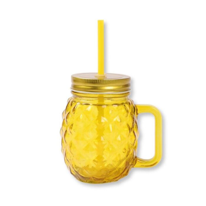 Sklenice - víčko a  brčko - Foodiemals - Ananas