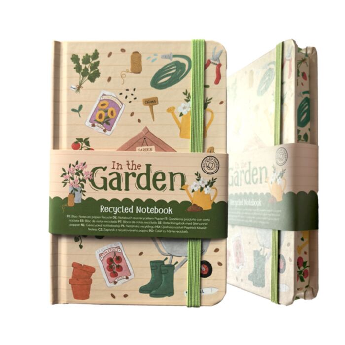 Linkovaný A6 zápisník z recyklovaného papíru - In the Garden - Zahrada
