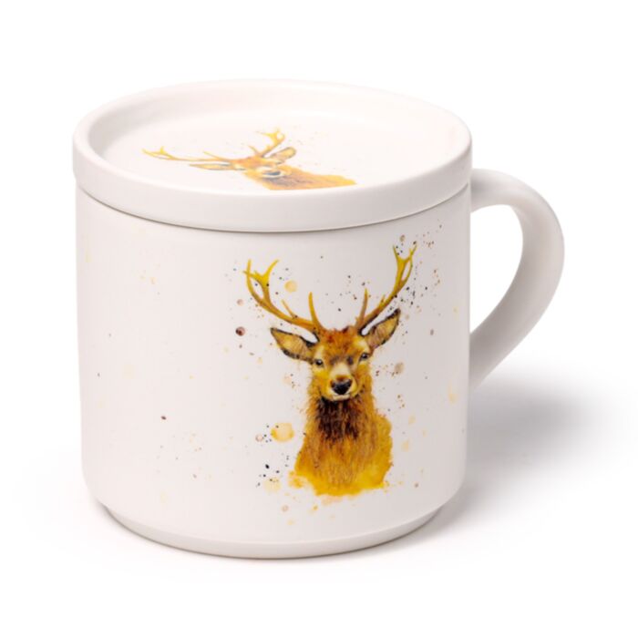 Sada porcelánový hrnek a podtácek Stag-Jelen design Jan Pashley