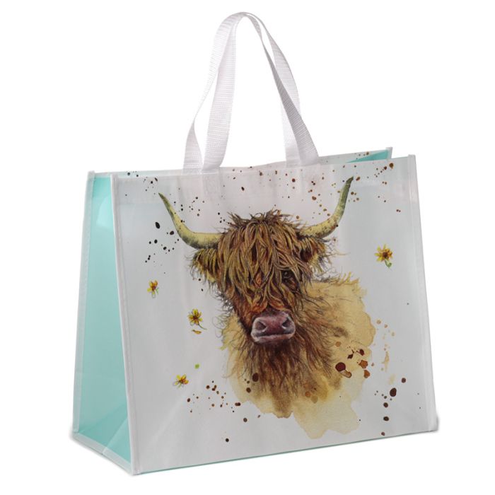 Znovupoužitelná nákupní taška Skotská kravička Highland Coo Cow, design Jan Pashley