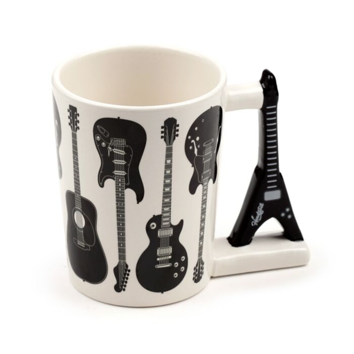 Keramický hrnek s tvarovaným uchem-Kytara Headstock
