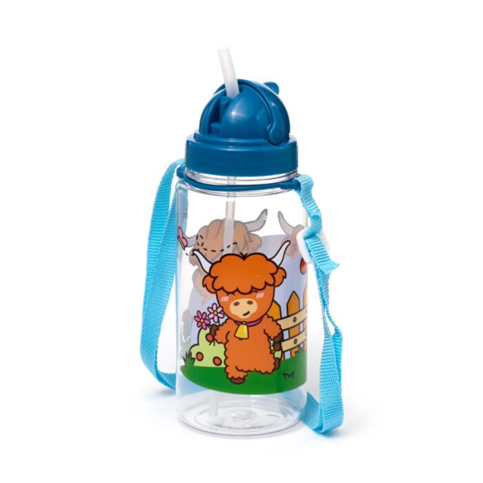 Nerozbitná plastová dětská láhev 450ml Adoramals - Zvířátka-Skotská kráva Highland Coo