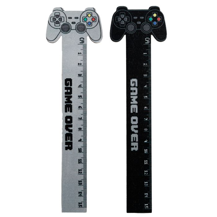 Dřevěné pravítko 15cm s ozdobou Game Over Hra skončila