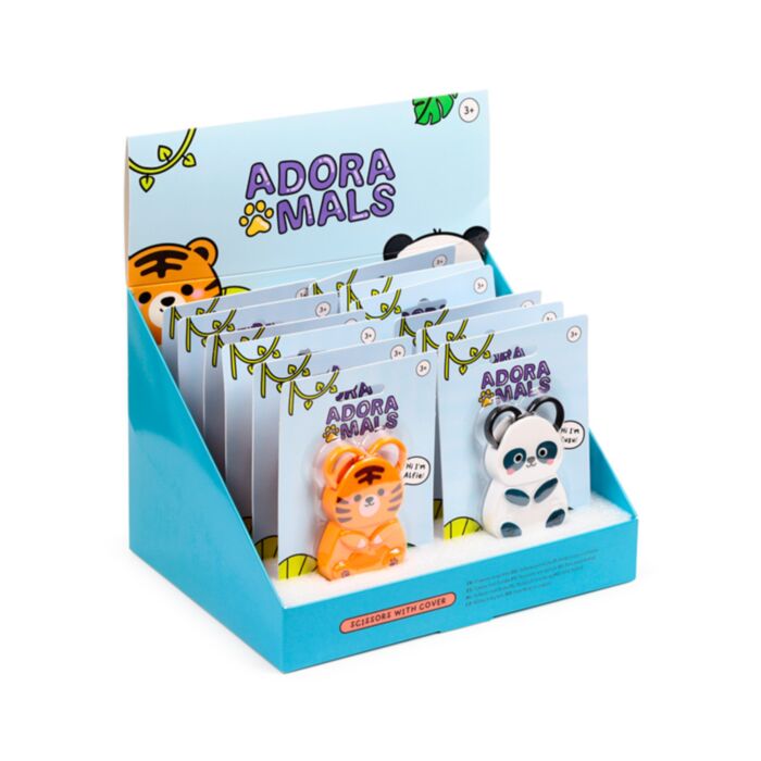 Dětské nůžky s krytem - magnetický - Adoramals -Zvířátka -panda,tygr