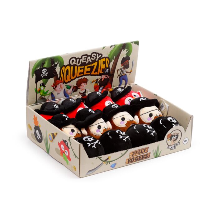 Plyšová mačkací hračka antistres- Queasy Squeezies - Pirát Jolly Rogers