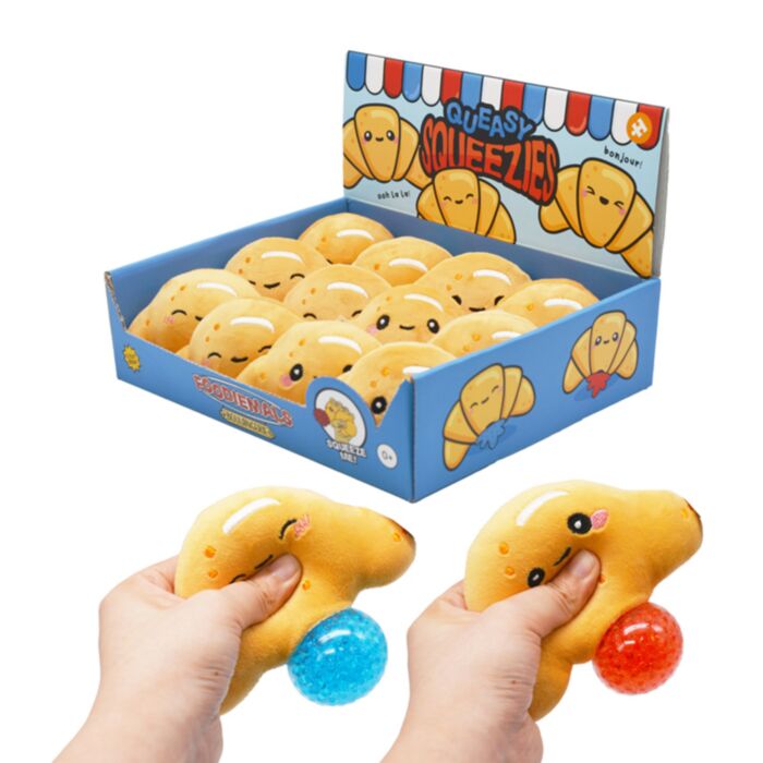 Plyšová mačkací hračka antistres - Queasy Squeezies - Foodiemals-  Croissant 