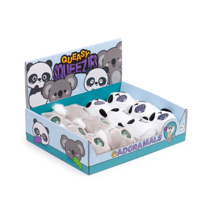 Plyšová mačkací hračka antistres - Queasy Squeezies - Adoramals- Panda a Koala