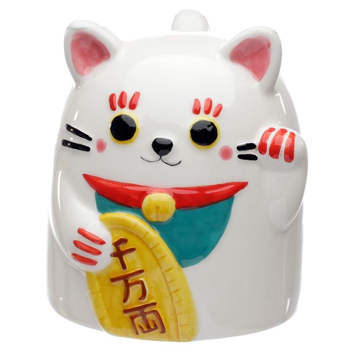 Hrnek vzhůru nohama Maneki Neko kočka pro štěstí