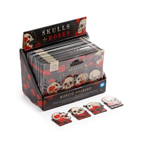 Záložka do knihy - magnetická - sada - Skulls & Roses - Lebka arůže