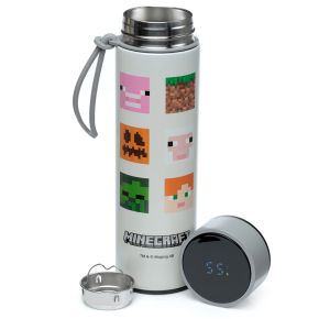 Nerezová termoláhev  s digitálním teploměrem  450ml - Minecraft-obličeje