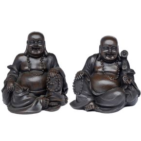 Figurka s dřevěným efektem Mír Východu Šťastný Buddha Figurka s dřevěným efektem Mír Východu Šťastný Buddha