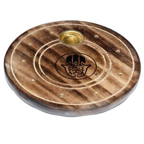 Stojan na vonné tyčinky a kužely Mangové dřevo Hamsa kulatý Stojan na vonné tyčinky a kužely Mangové dřevo Hamsa kulatý