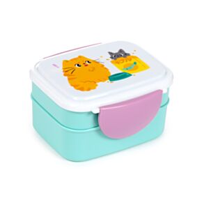 Svačinový box s příborem Bento box - Kočka Beans & Co Svačinový box s příborem Bento box - Kočka Beans & Co