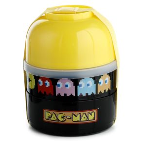 Krabička na oběd se dvěma patry, vidličkou a lžící Bento Box Pac-Man - kulatá