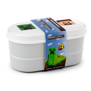 Krabička na oběd s více patry Bento box s vidličkou a lžící Minecraft obličeje