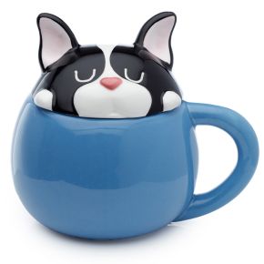 Keramický hrnek s víčkem Psí parta - Francouzský buldoček