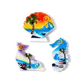 Magnet - 3D - Pobřeží - Krab, mořský koníček, delfín