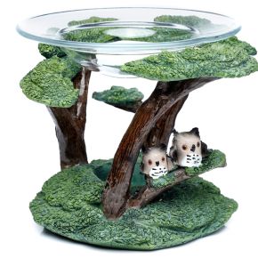 Aromalampa se skleněným talířkem - Sovy a strom