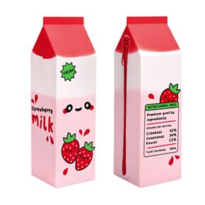 Stojící silikonový penál - Foodiemals - Jahodové mléko Stojící silikonový penál - Foodiemals - Jahodové mléko
